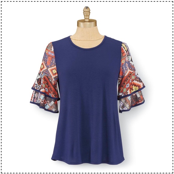 Back In The Saddle Women’s Naomi Ikat Sleeves Top Size XL - Picture 3 of 9